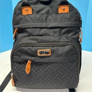 Babbleroo Black and Tan Diaper Bag Insulated Backpack